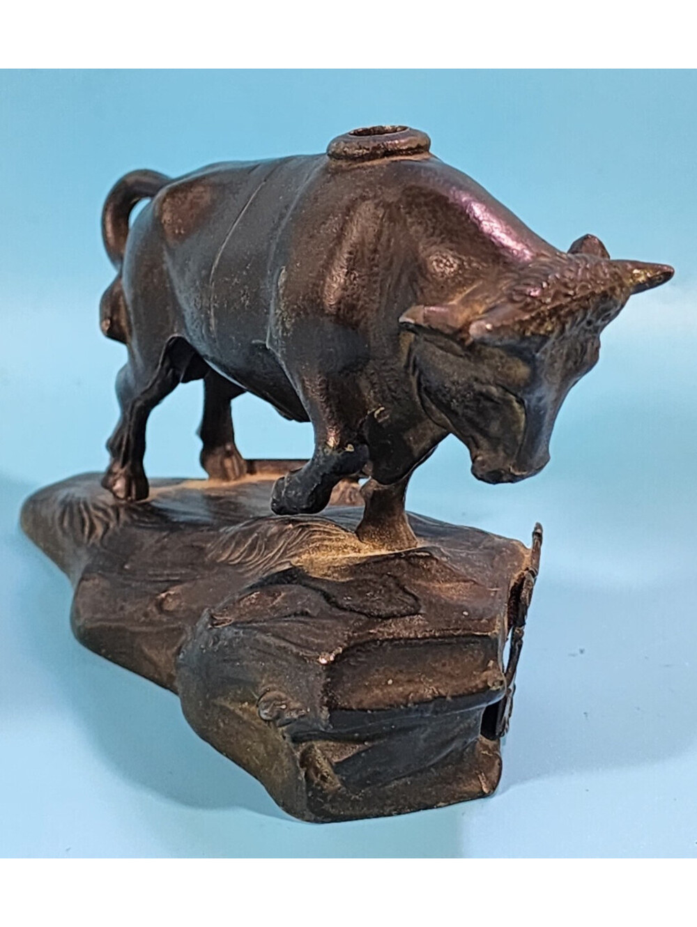 Vintage Bull Inkwell Spelter France Metallic Packing Co.